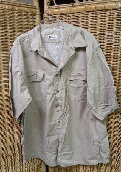 WORLDWIDE Sportsman Fishing Shirt Short Sleeves Beige Size 2XL - Picture 1 of 7